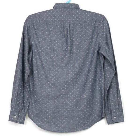 Old Navy Slim Fit Shirt Chambray Blue Floral Long Sleeve M Medium - Picture 2 of 12